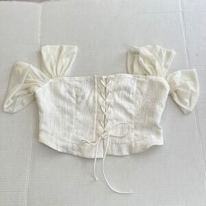 Milkmaid Lace Up Corset Top Medium Victorian Romantic Feminine Cottage Coquette
